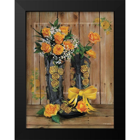 Rosey Cowboy Boots II Black Modern Wood Framed Art Print by Wargo, Ed