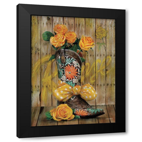Rosey Cowboy Boots I Black Modern Wood Framed Art Print by Wargo, Ed
