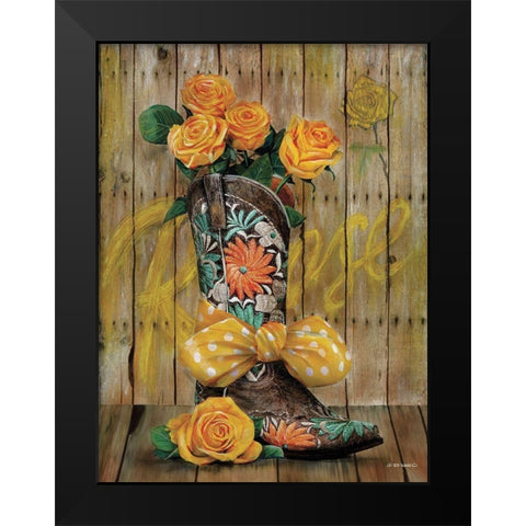 Rosey Cowboy Boots I Black Modern Wood Framed Art Print by Wargo, Ed