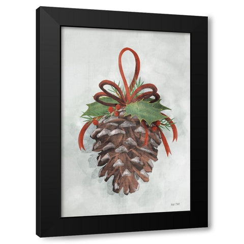 Holly Pinecone Black Modern Wood Framed Art Print by House Fenway