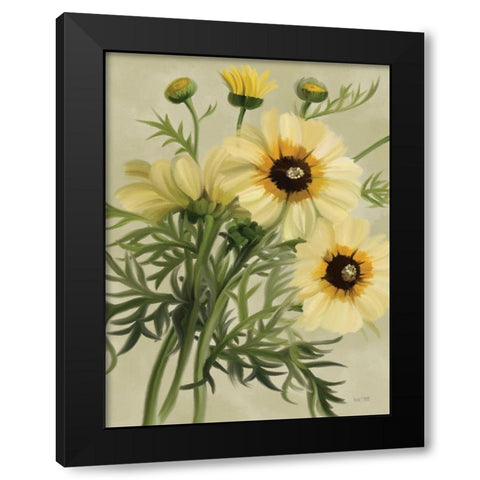 Moody Daisies Black Modern Wood Framed Art Print by House Fenway