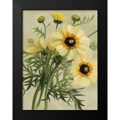 Moody Daisies Black Modern Wood Framed Art Print by House Fenway