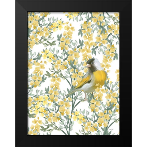 Yellow Spring Finch Black Modern Wood Framed Art Print by House Fenway
