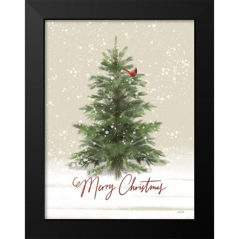 Woodland Merry Christmas Black Modern Wood Framed Art Print by House Fenway