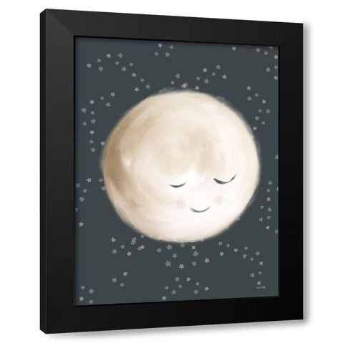 Happy Little Moon II Black Modern Wood Framed Art Print with Double Matting by House Fenway