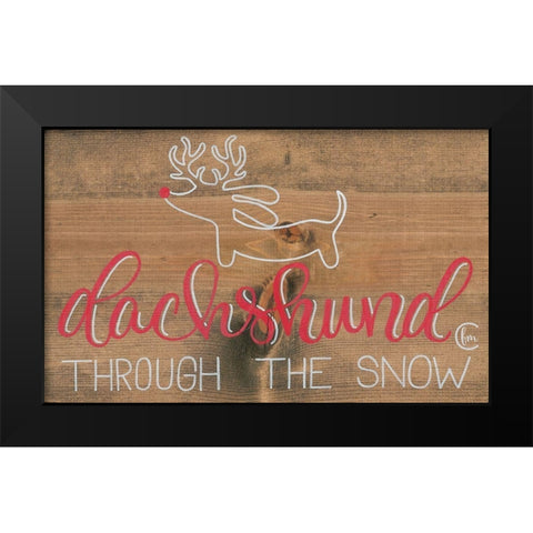 Dachshund in the Snow Black Modern Wood Framed Art Print by Fearfully Made Creations