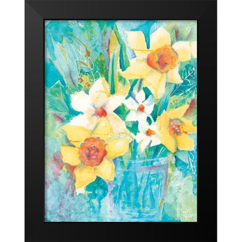 Spring Bouquet Black Modern Wood Framed Art Print by Holden, Jennifer