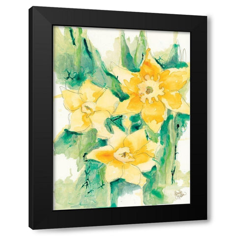 First Blooms Black Modern Wood Framed Art Print by Holden, Jennifer