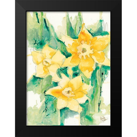 First Blooms Black Modern Wood Framed Art Print by Holden, Jennifer