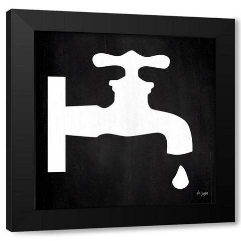 Faucet Drip Black Modern Wood Framed Art Print by Jaxn Blvd.