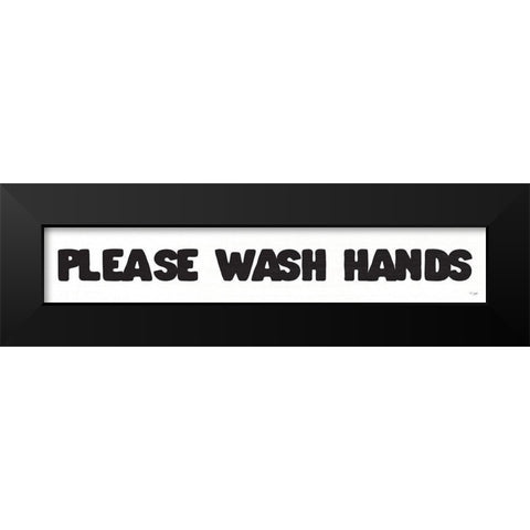 Please Wash Hands Black Modern Wood Framed Art Print by Jaxn Blvd.