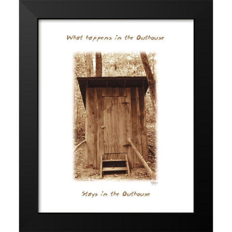 What Happens in the Outhouse Black Modern Wood Framed Art Print by Jones, John