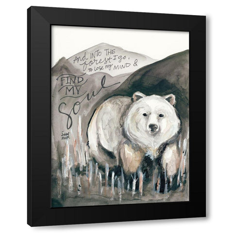 Find My Soul Bear Black Modern Wood Framed Art Print by Mingo, Jessica