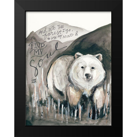 Find My Soul Bear Black Modern Wood Framed Art Print by Mingo, Jessica