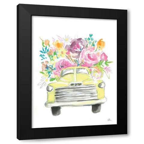 Yellow Flower Truck Black Modern Wood Framed Art Print with Double Matting by Mingo, Jessica