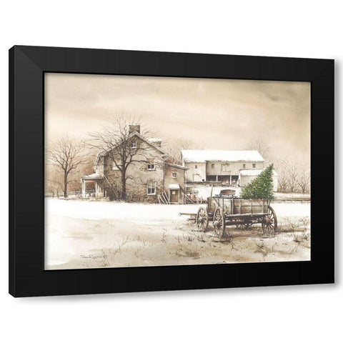 Bringing Home the Tree Black Modern Wood Framed Art Print by Rossini, John
