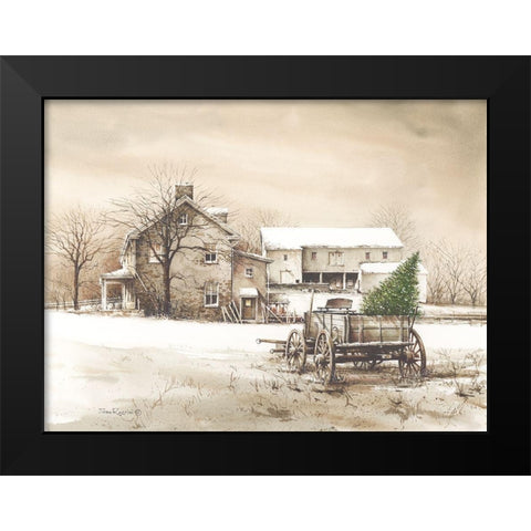 Bringing Home the Tree Black Modern Wood Framed Art Print by Rossini, John