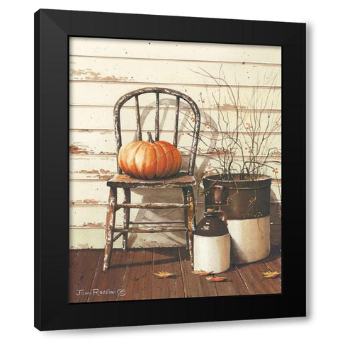 Pumpkin and Chair Black Modern Wood Framed Art Print by Rossini, John