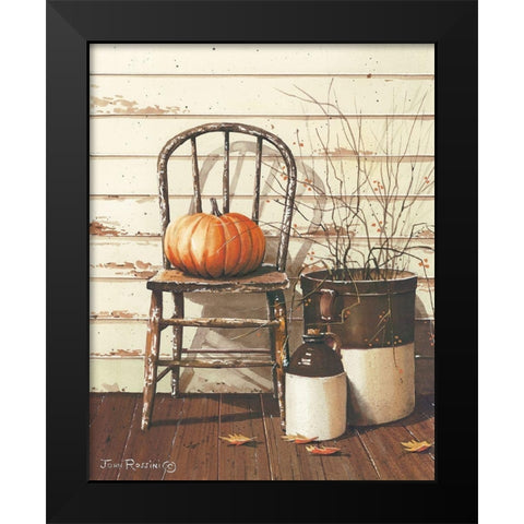 Pumpkin and Chair Black Modern Wood Framed Art Print by Rossini, John