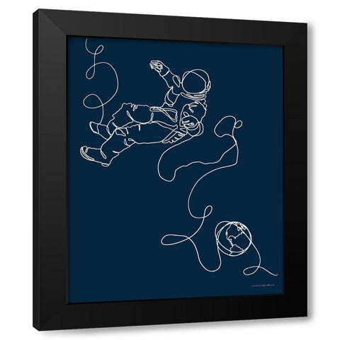Lines in Space 1 Black Modern Wood Framed Art Print by Kamdon Kreations
