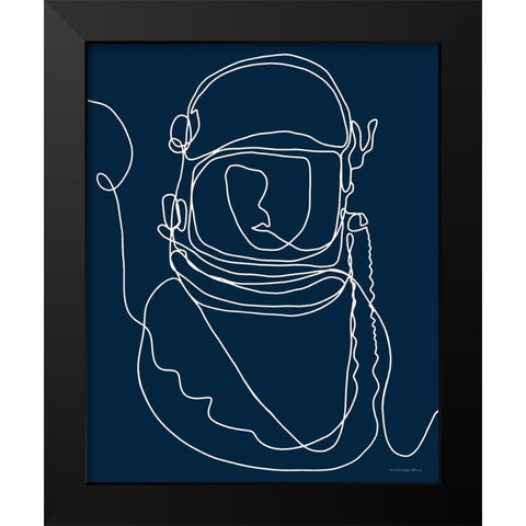 Lines in Space 2 Black Modern Wood Framed Art Print by Kamdon Kreations