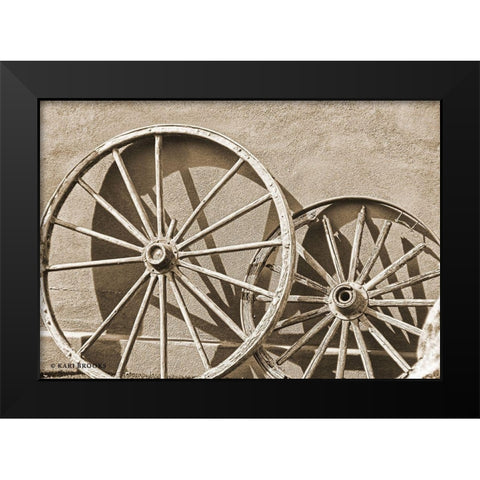 Like a Wagon Wheel Black Modern Wood Framed Art Print by Brooks, Kari