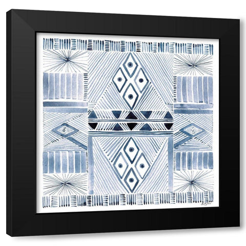 Indigo Diamond Pattern Black Modern Wood Framed Art Print by Talent, Kelley