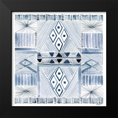 Indigo Diamond Pattern Black Modern Wood Framed Art Print by Talent, Kelley