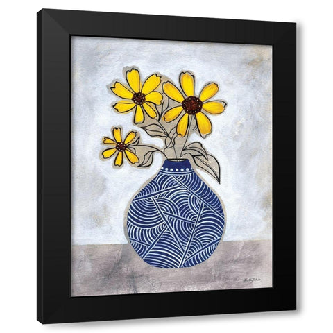 Three Yellow Daisies Black Modern Wood Framed Art Print with Double Matting by Talent, Kelley
