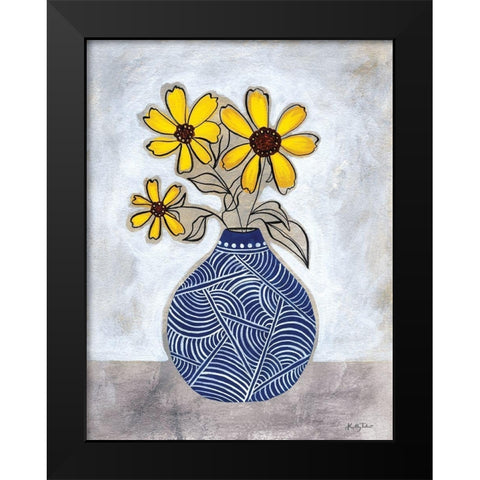 Three Yellow Daisies Black Modern Wood Framed Art Print by Talent, Kelley