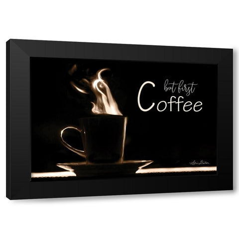But First Coffee Black Modern Wood Framed Art Print with Double Matting by Deiter, Lori