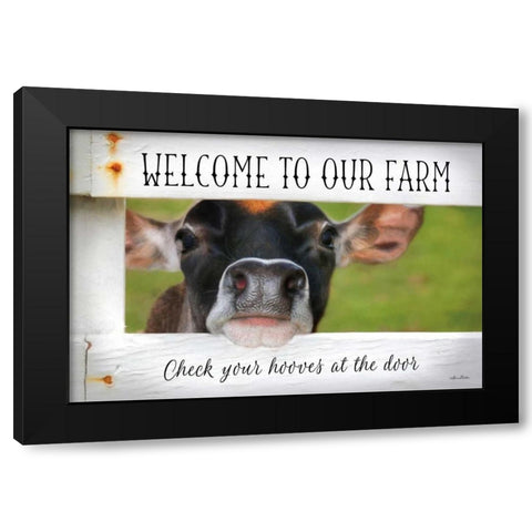 Welcome Cow Black Modern Wood Framed Art Print with Double Matting by Deiter, Lori