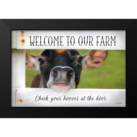 Welcome Cow Black Modern Wood Framed Art Print by Deiter, Lori