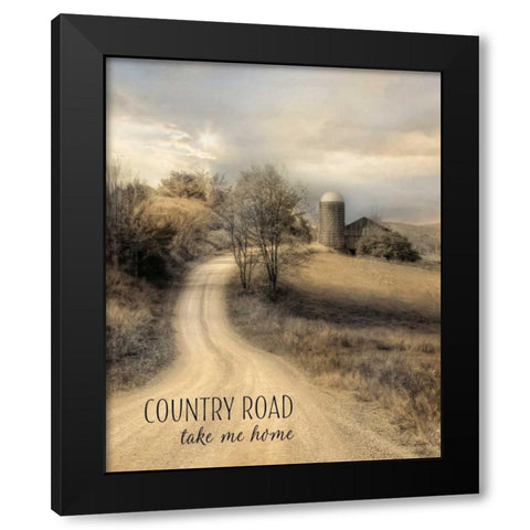 Country Road Take Me Home Black Modern Wood Framed Art Print with Double Matting by Deiter, Lori
