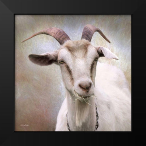 Up Close Goat Black Modern Wood Framed Art Print by Deiter, Lori