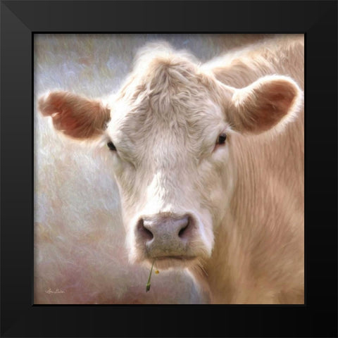 Up Close Cow Black Modern Wood Framed Art Print by Deiter, Lori