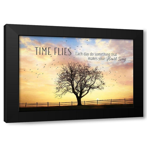 Time Flies Black Modern Wood Framed Art Print with Double Matting by Deiter, Lori
