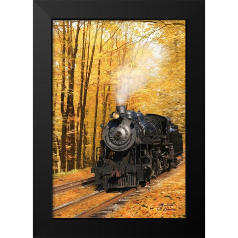 Fall Locomotive Black Modern Wood Framed Art Print by Deiter, Lori