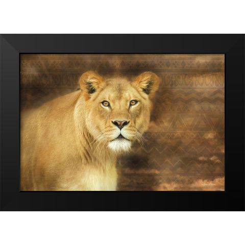 Tribal Lioness Black Modern Wood Framed Art Print by Deiter, Lori