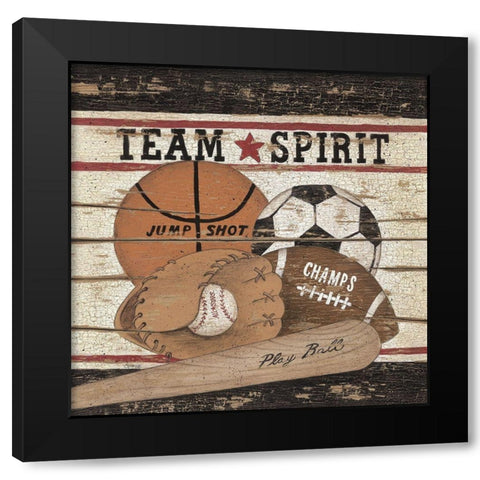 Team Spirit Black Modern Wood Framed Art Print by Spivey, Linda