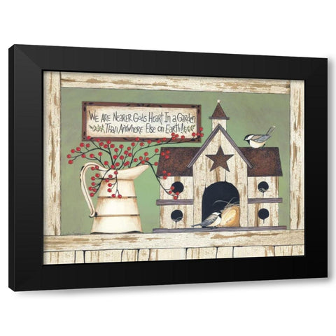 Birds and Berries Black Modern Wood Framed Art Print by Spivey, Linda