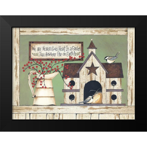 Birds and Berries Black Modern Wood Framed Art Print by Spivey, Linda