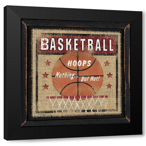 Basketball Black Modern Wood Framed Art Print by Spivey, Linda