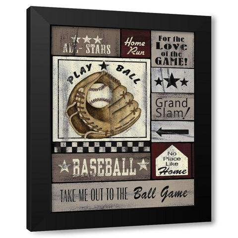 Baseball All Stars Black Modern Wood Framed Art Print with Double Matting by Spivey, Linda