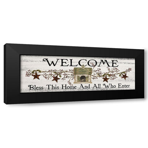 Bless This Home and All Who Enter Black Modern Wood Framed Art Print by Spivey, Linda