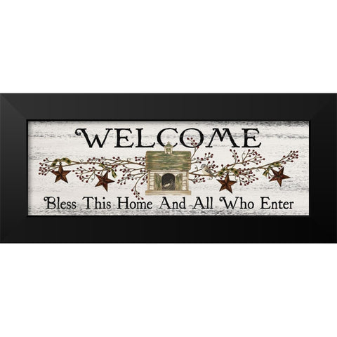 Bless This Home and All Who Enter Black Modern Wood Framed Art Print by Spivey, Linda