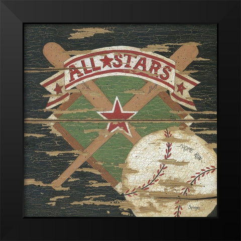 All Stars Black Modern Wood Framed Art Print by Spivey, Linda