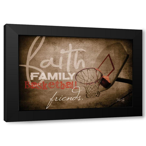 Faith, Family, Basketball Black Modern Wood Framed Art Print with Double Matting by Rae, Marla
