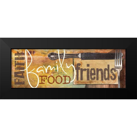 Faith, Family, Food, Friends Black Modern Wood Framed Art Print by Rae, Marla