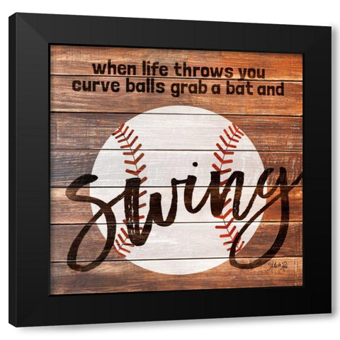 Grab a Bat and Swing Black Modern Wood Framed Art Print with Double Matting by Rae, Marla